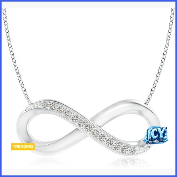 Sterling Silver Infinity Pendant Necklace with Diamond Accents